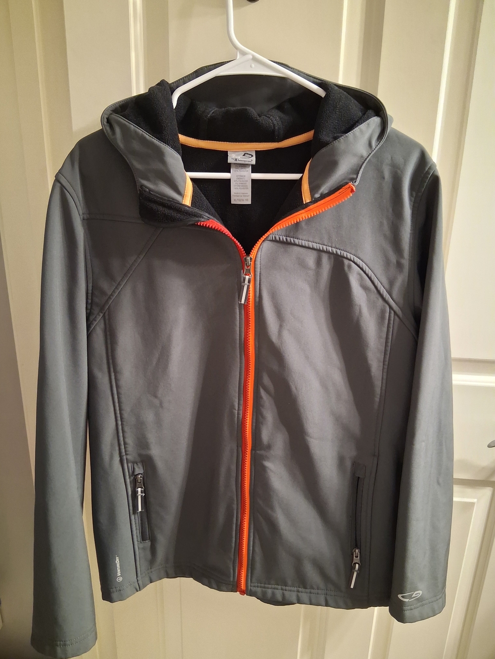Champion Gray Lightweight Jacket with Orange Zipper Trim